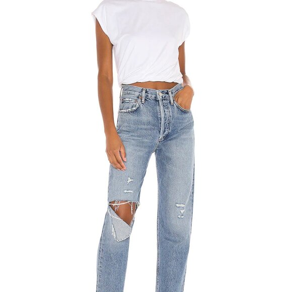 Agolde Denim - Agolde 90's Pinch Waist Jean with Ripped Knee